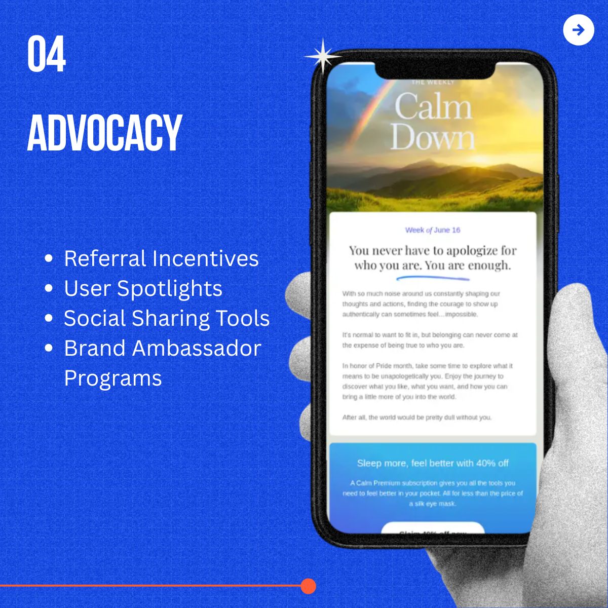 Cusromer Retention Of Calm App
