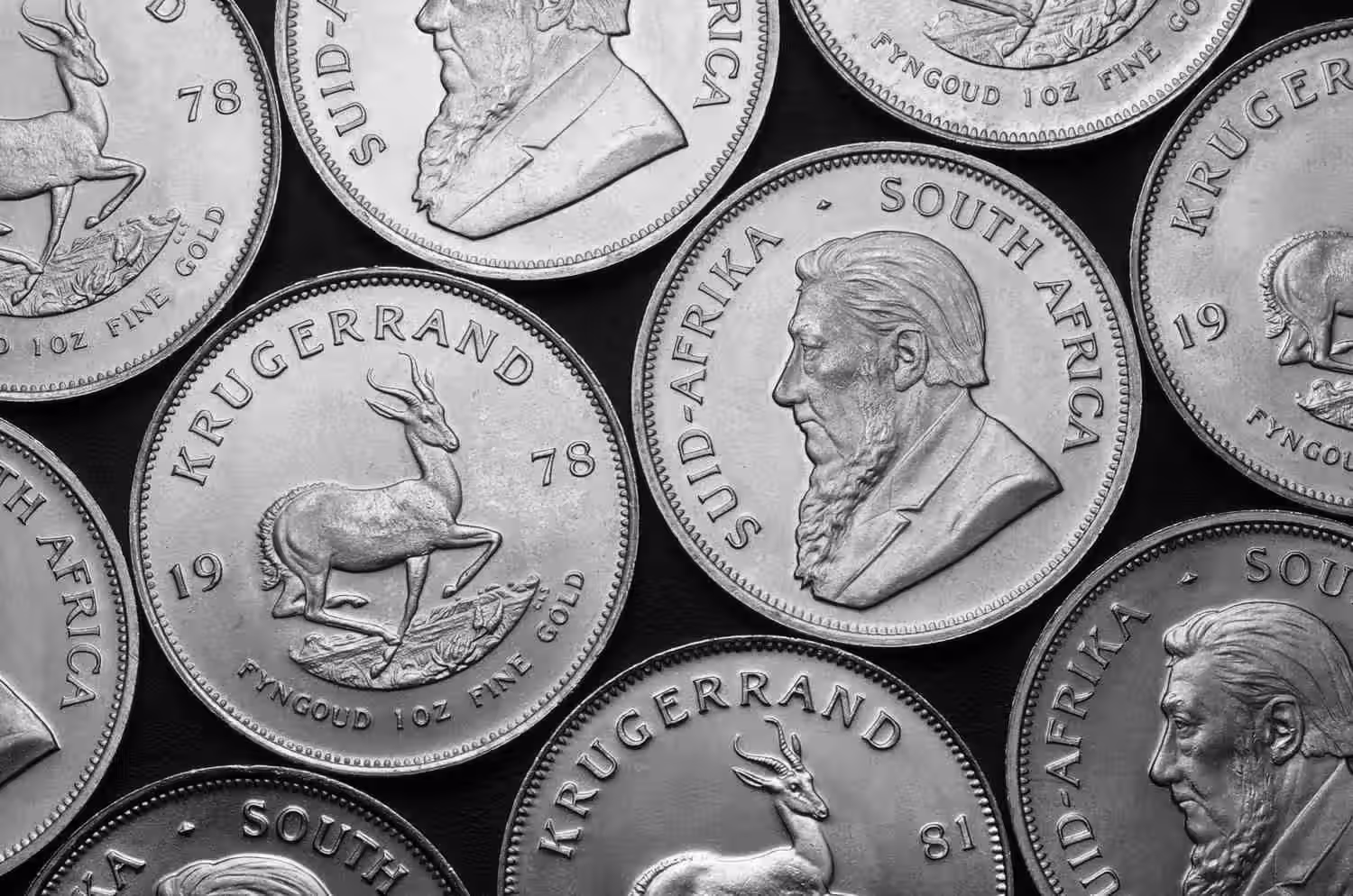 A collection of silver Krugerrands