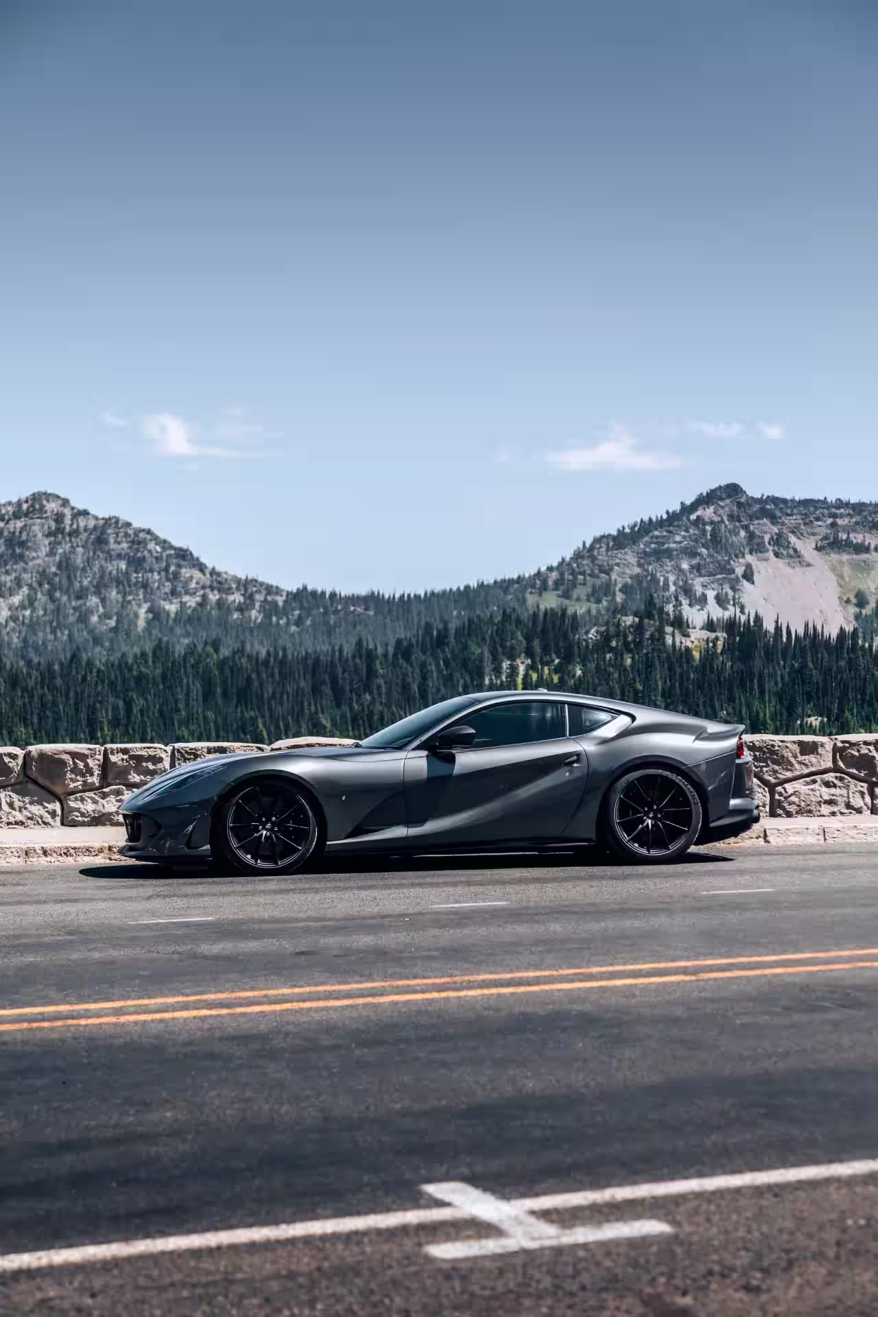 A ferrari f12 seen from the side