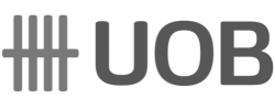 UOB bank logo with vertical bars and the letters UOB.