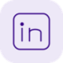 White rounded square with a purple outline and lowercase 'in' LinkedIn icon inside.