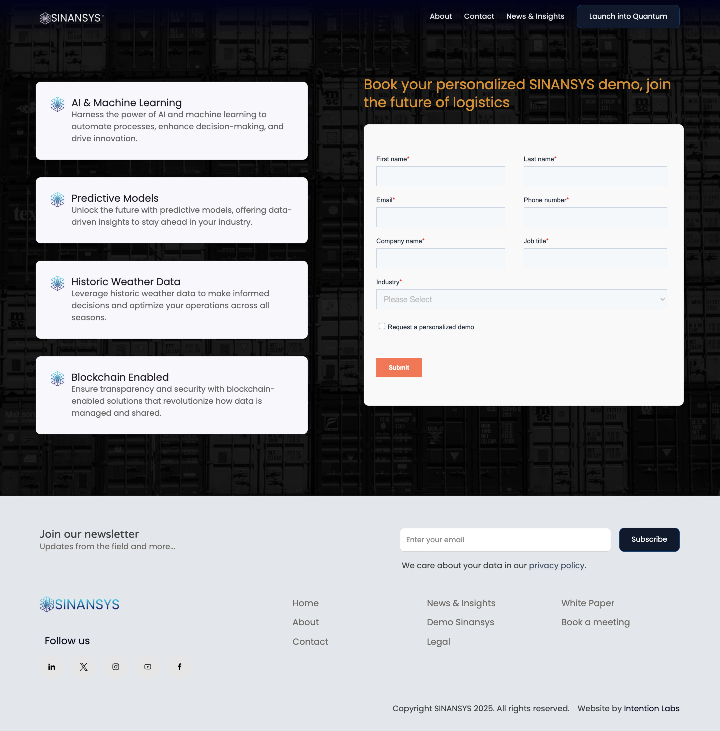Sinansys' website screen capture