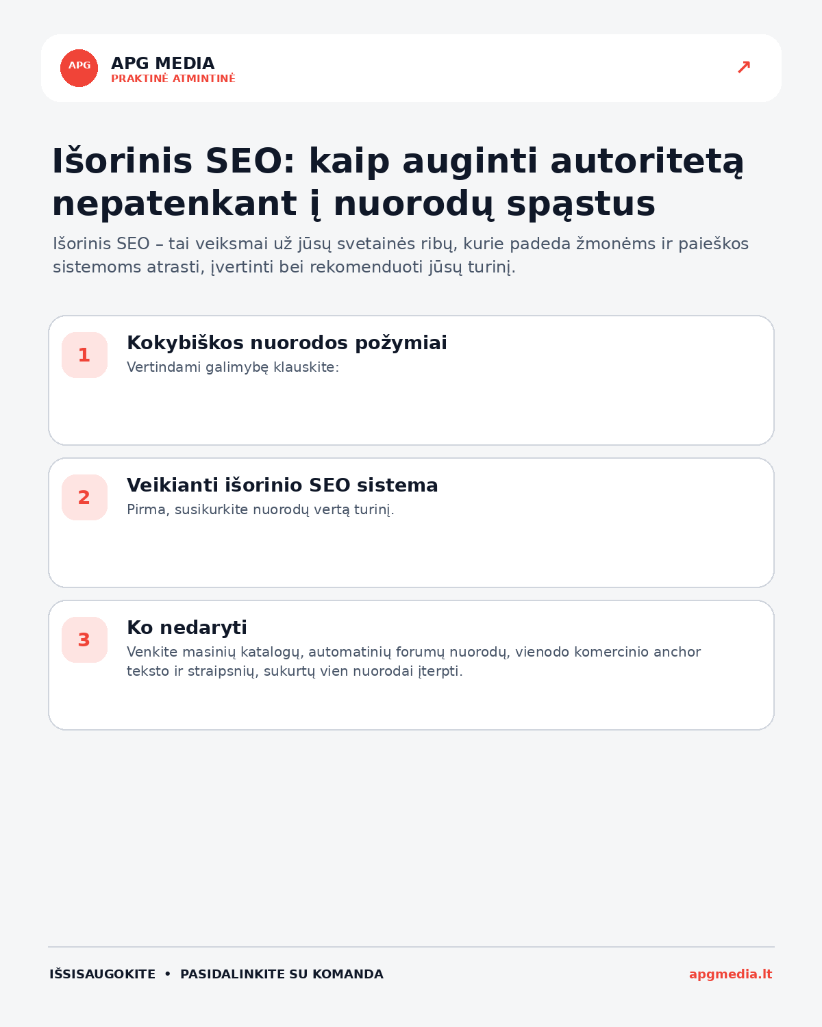Infografika: Išorinis SEO: kaip auginti autoritetą nepatenkant į nuorodų spąstus