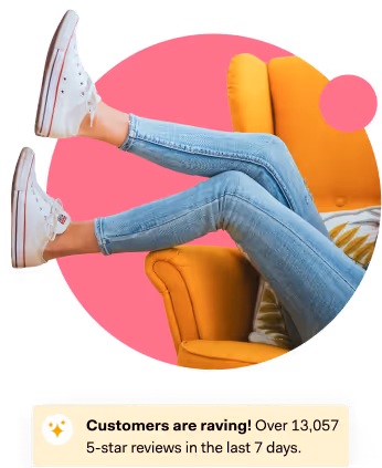 Person relaxing in chair with legs up. Poplin laundry app saves time. 13,522 5-star reviews in last 7 days.