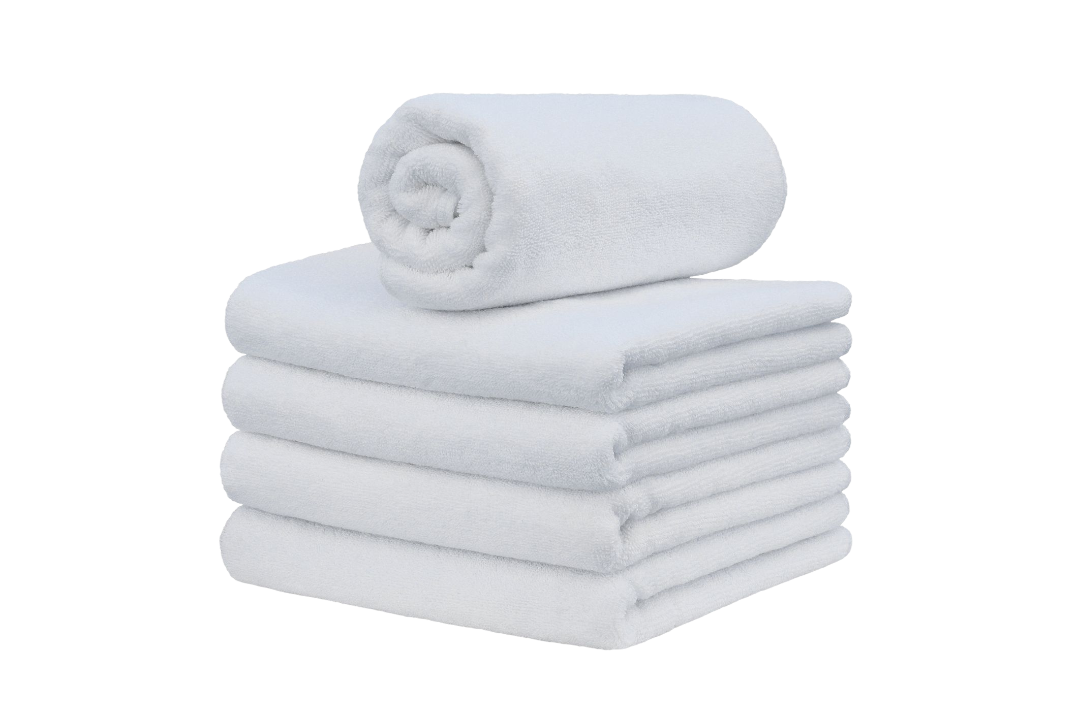 Stacked, freshly laundered and folded towels.
