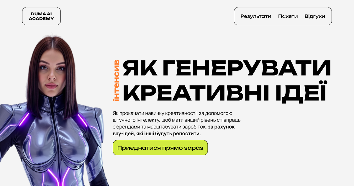 Зображення сайту продукту з АІ-контенту