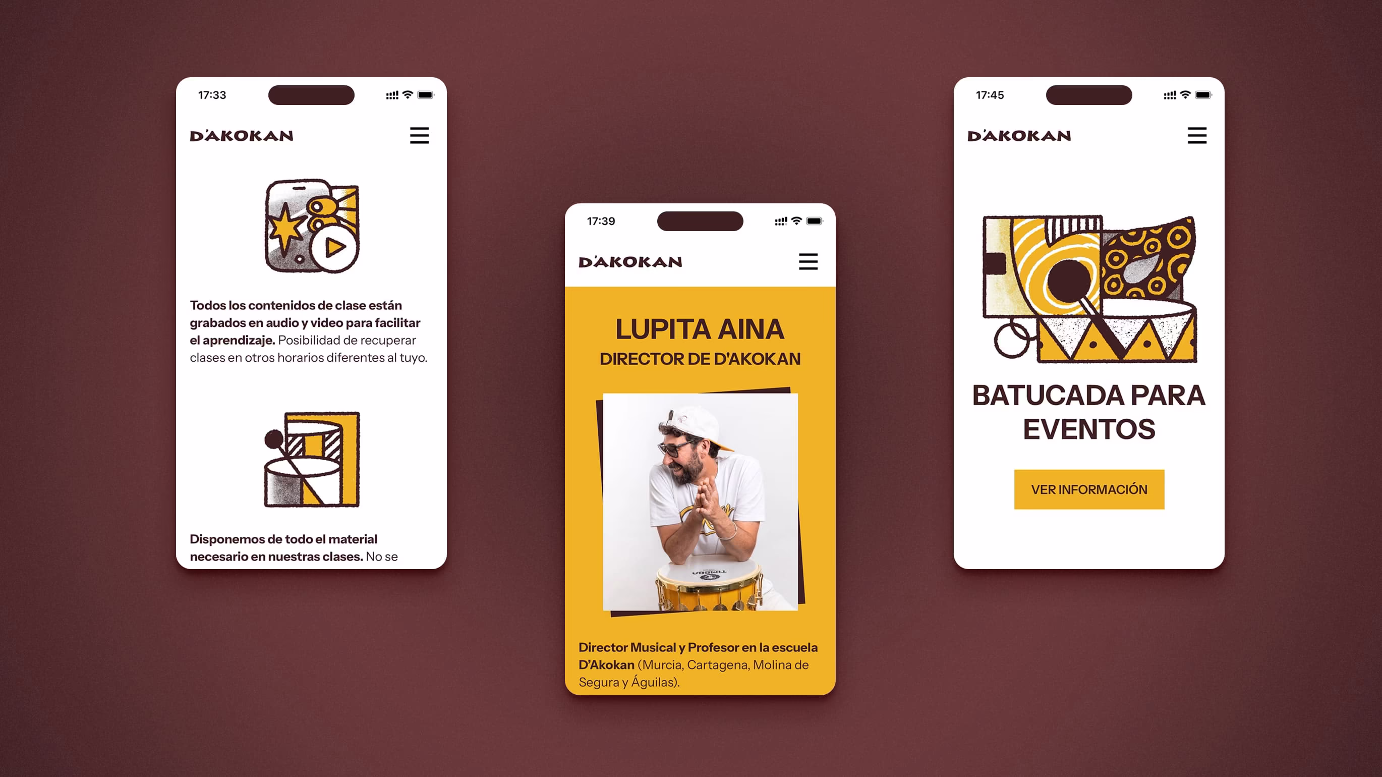 Imagen de tres dispositivos móviles con la versión responsive de la web