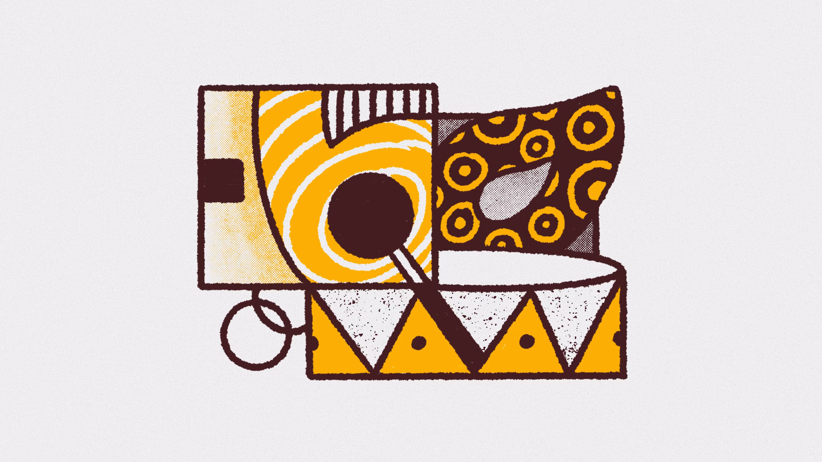 Imagen abstracta para la sección de batucada para eventos con un tambor y una máscara