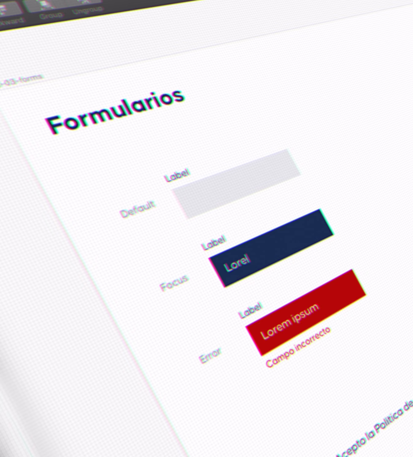 Muestra de los diferentes estados de los campos del formulario web