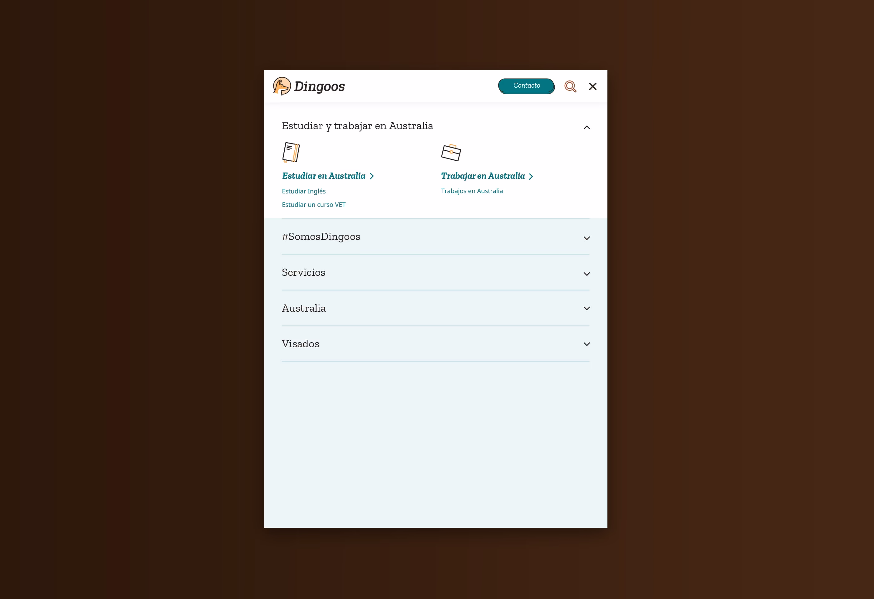 Diseño responsive de la versión tablet