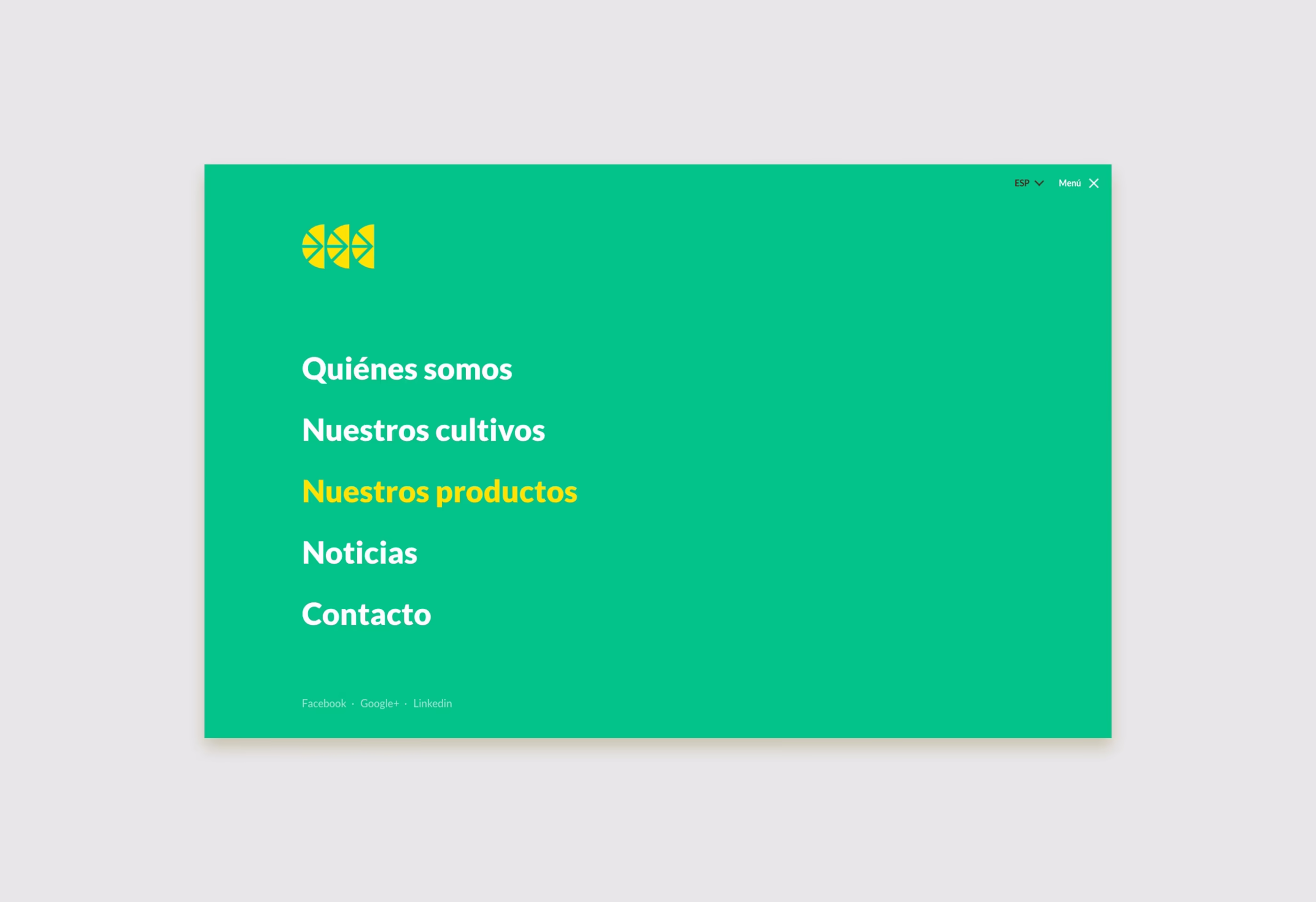 Diseño del menú de la web