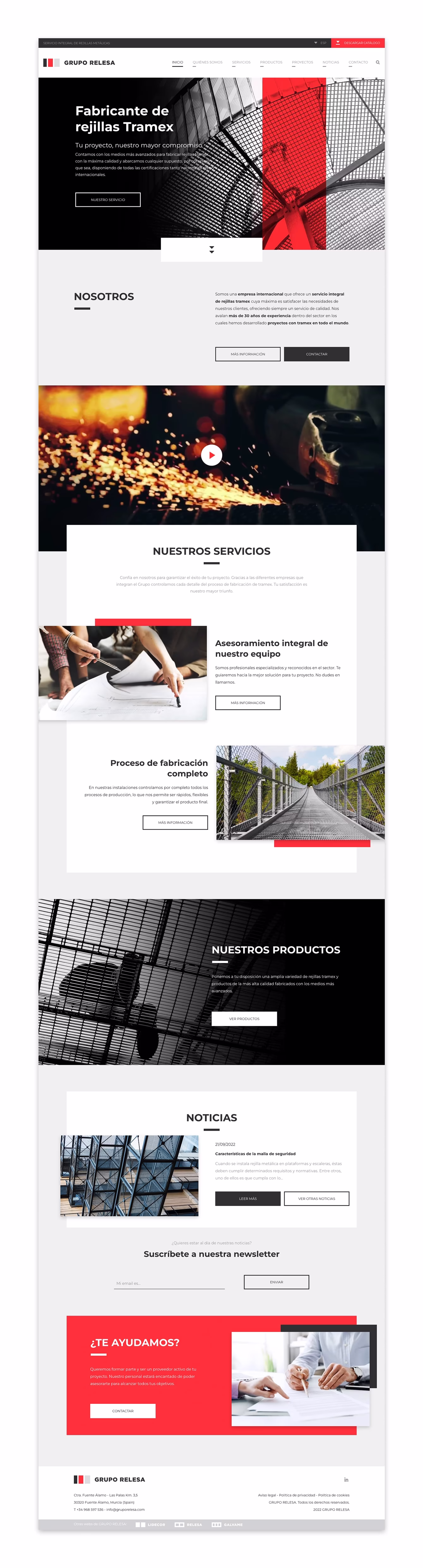 Diseño de la página de inicio de la web corporativa