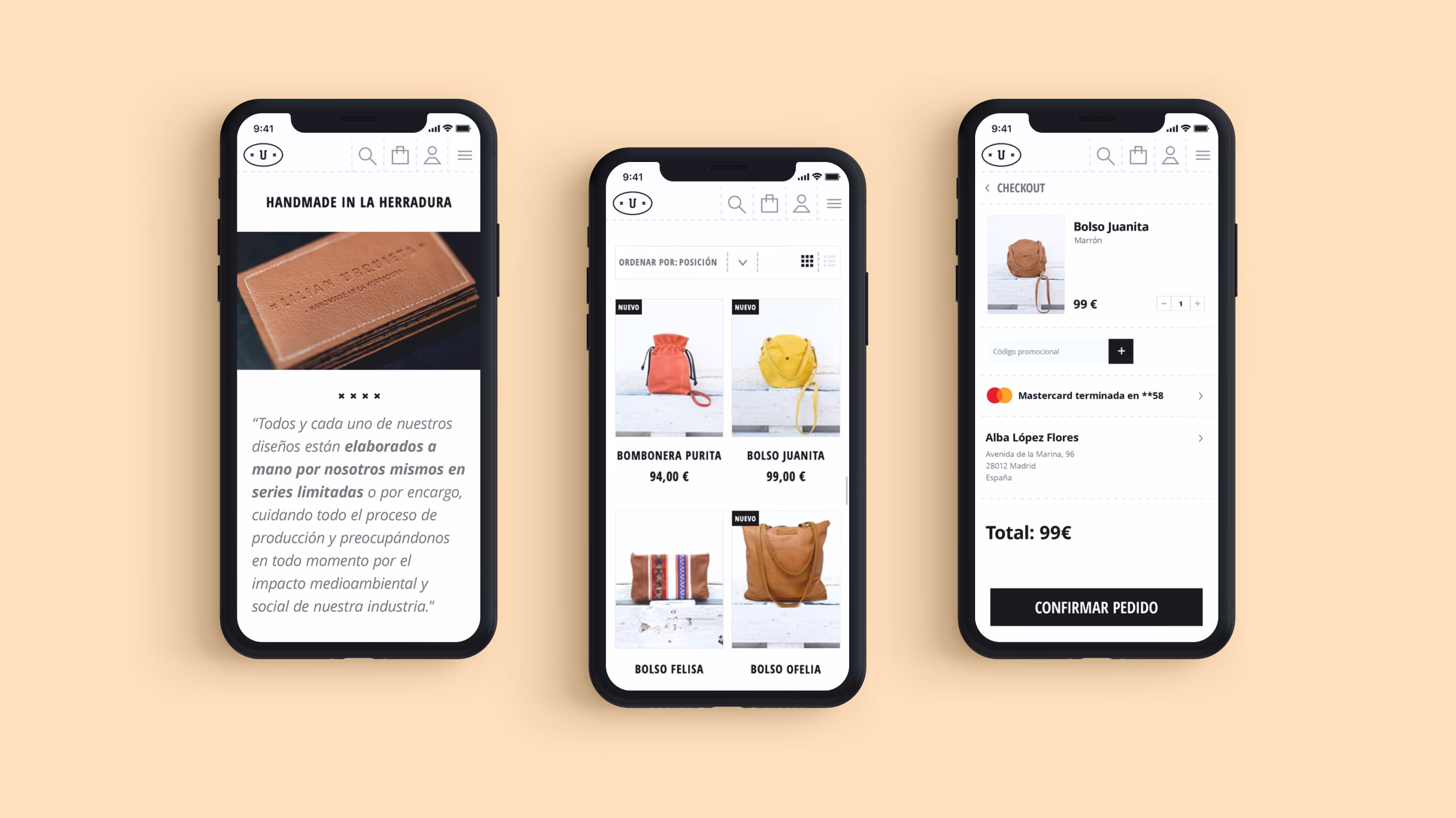 Diseño de diferentes páginas de la web en su versión mobile