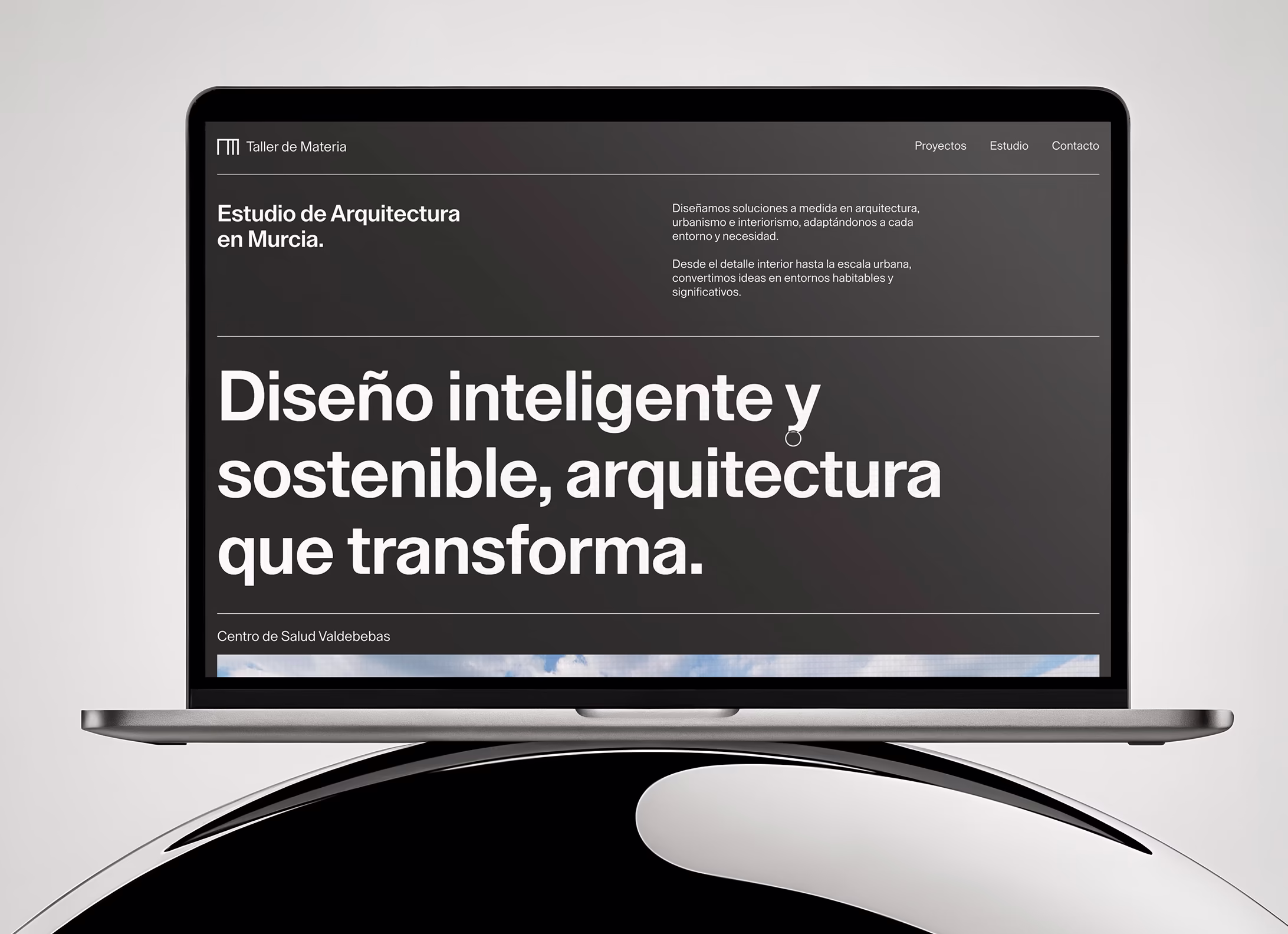 Imagen de la web de Taller de Materia en su versión escritorio