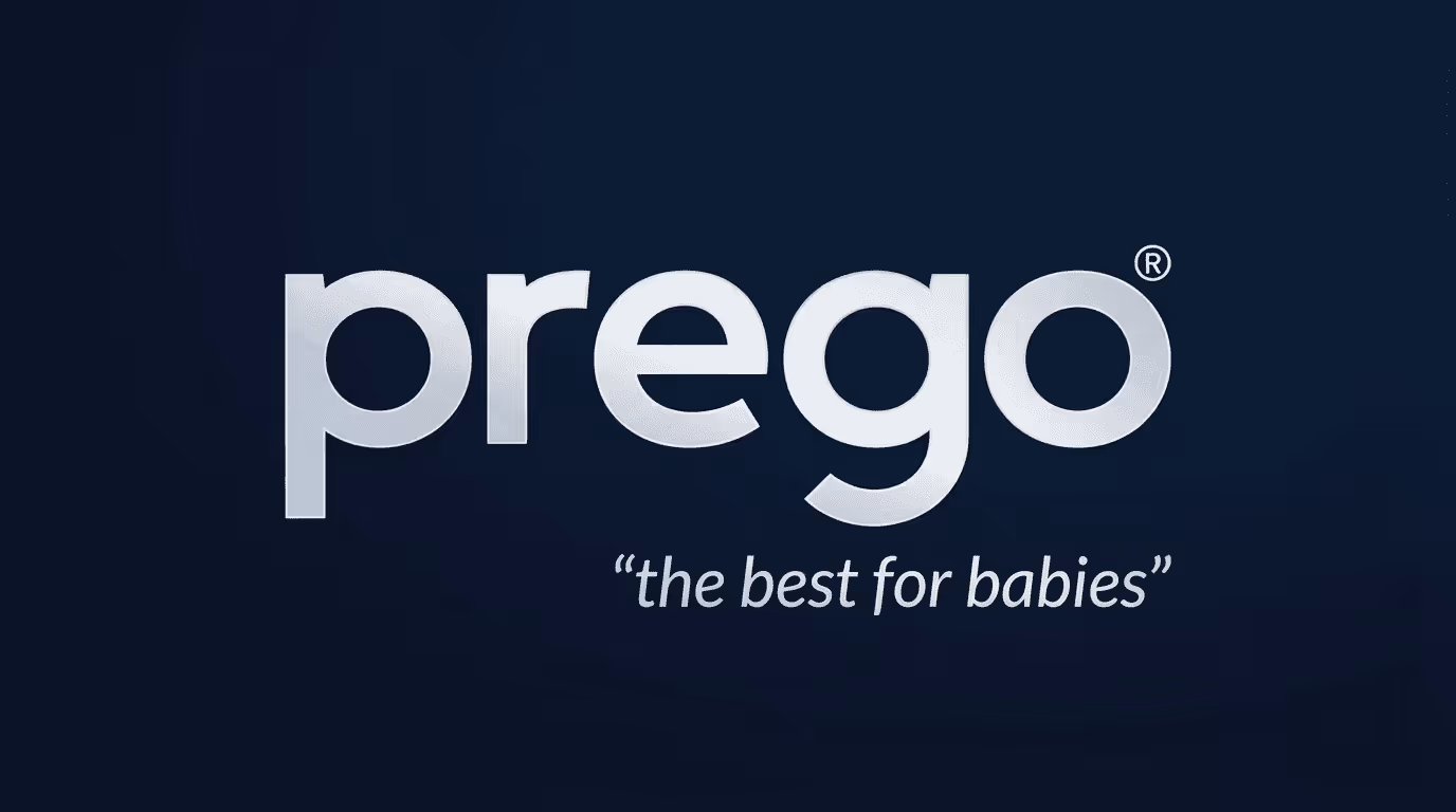 Prego markası logosu ve altında "bebekler için en iyisi" sloganı.