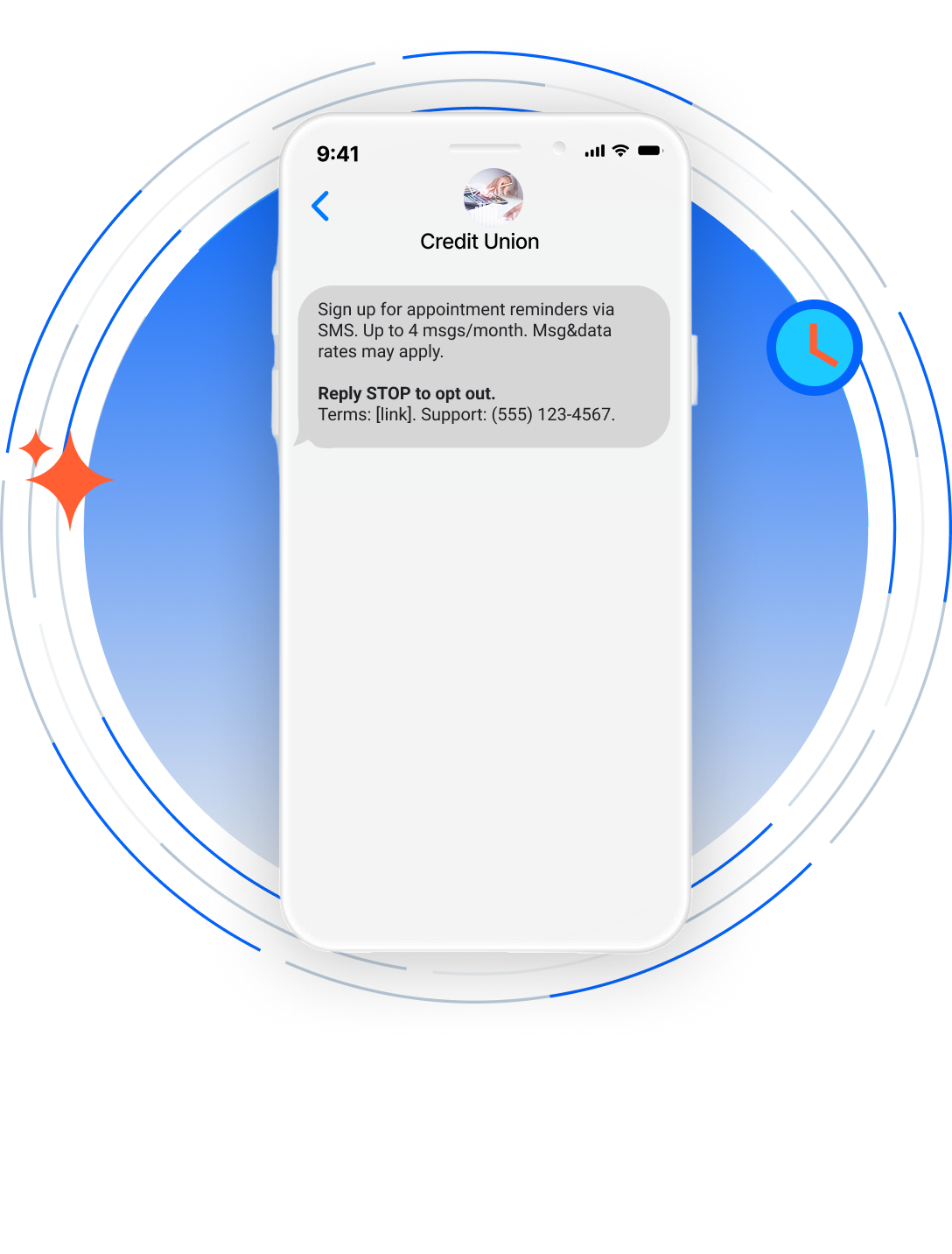 Sign up for appointment reminders via SMS. Up to 4 msgs/month. Msg&data rates may apply. Reply STOP to opt out. Terms: [link]. Support: (555) 123‑4567.