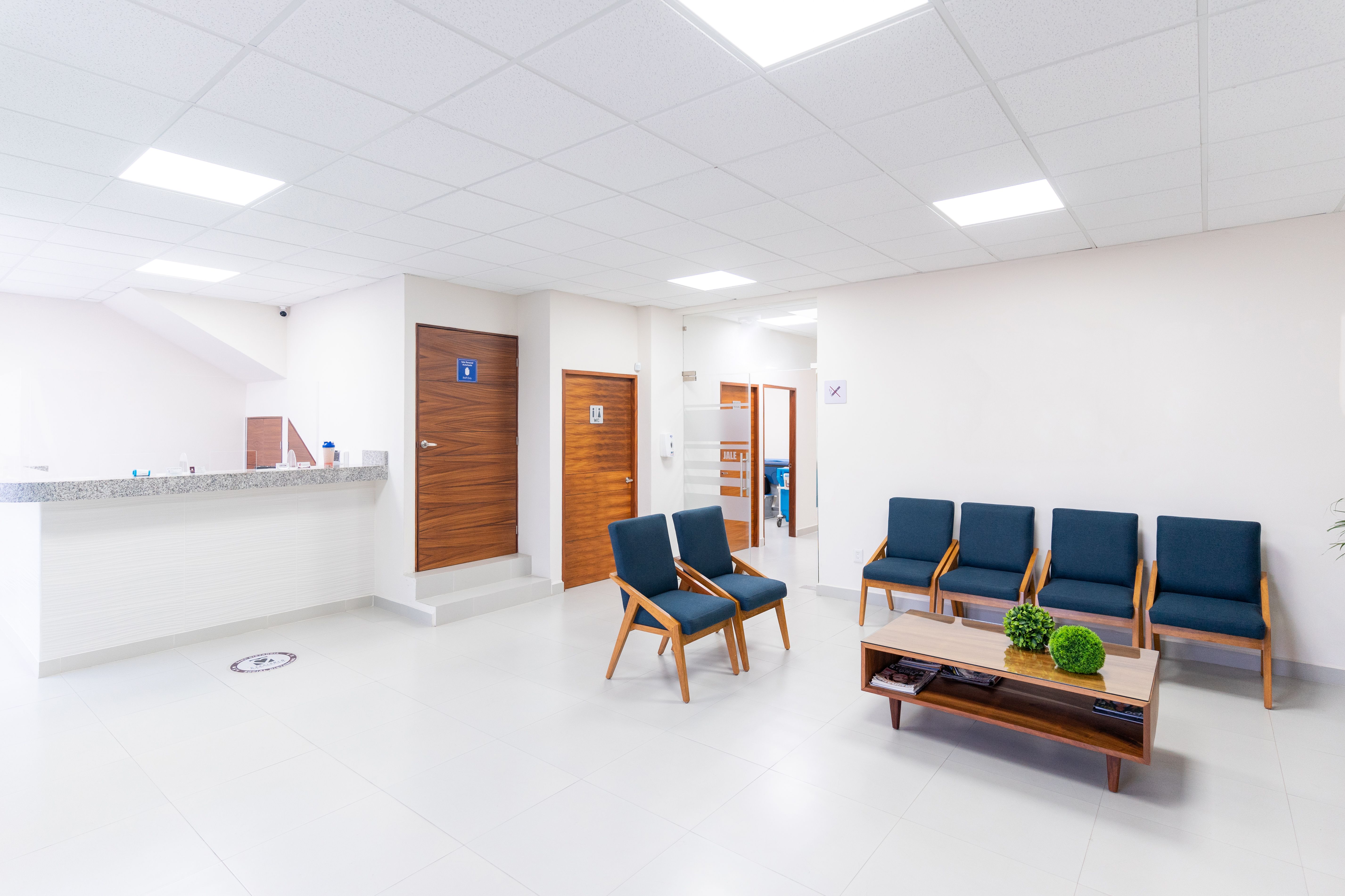 Calm hospital waiting area used for psychiatric crisis evaluation
