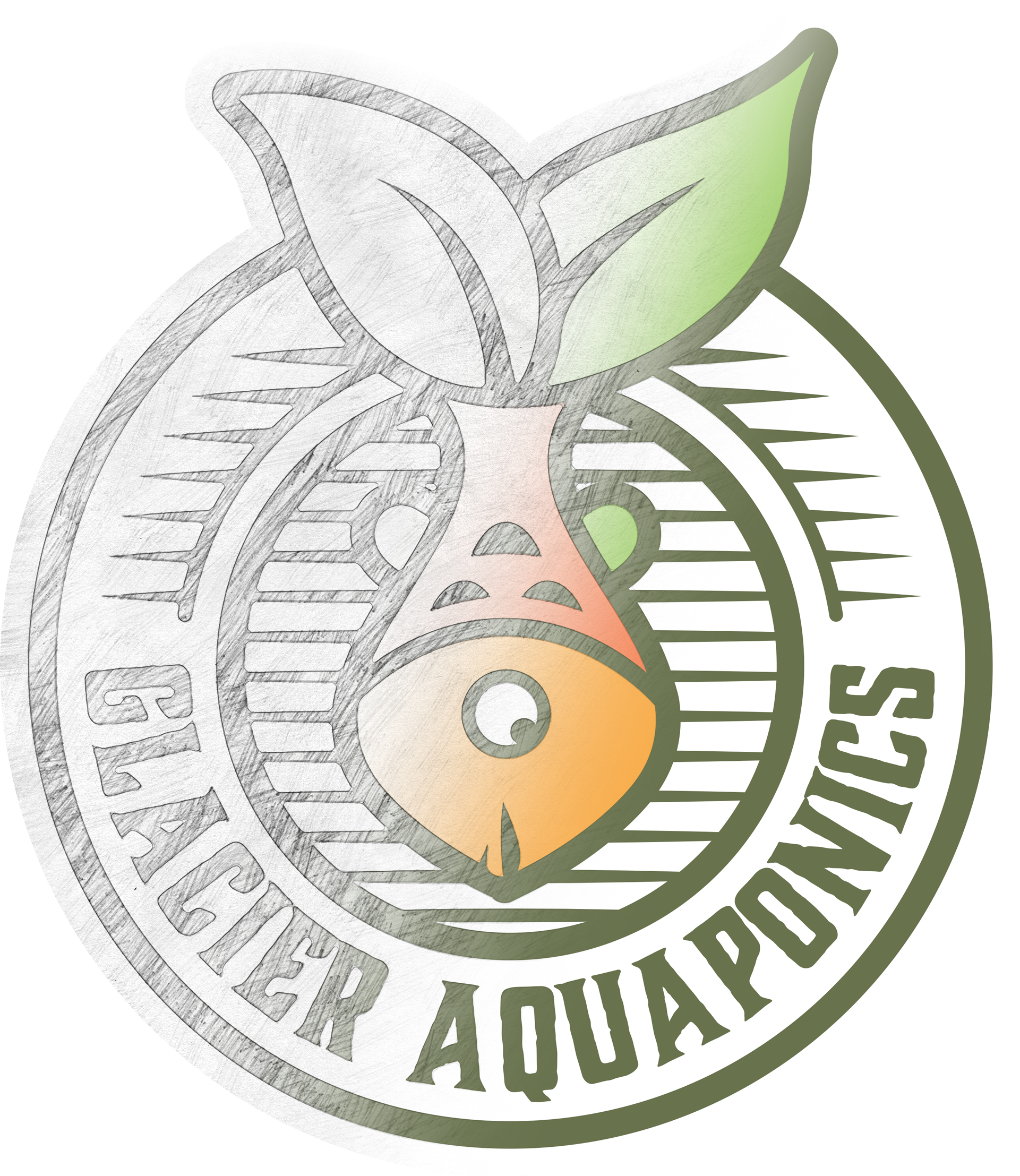 A logo transitioning from a sketch to the finished version.