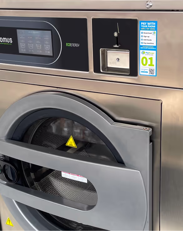 Close up image of a laundry machine