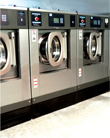 Close up image of a laundry machine