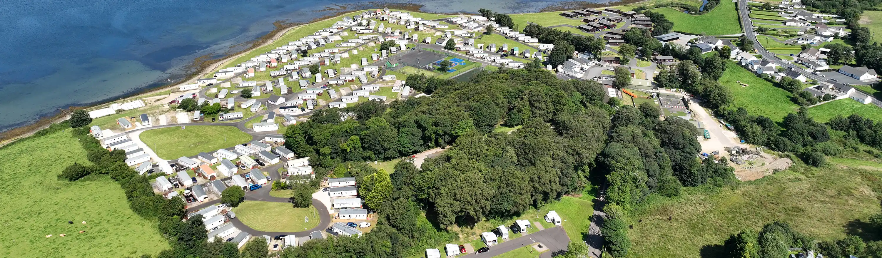 Aerial view of camping and touring pitches at Mulroy Bay Resort