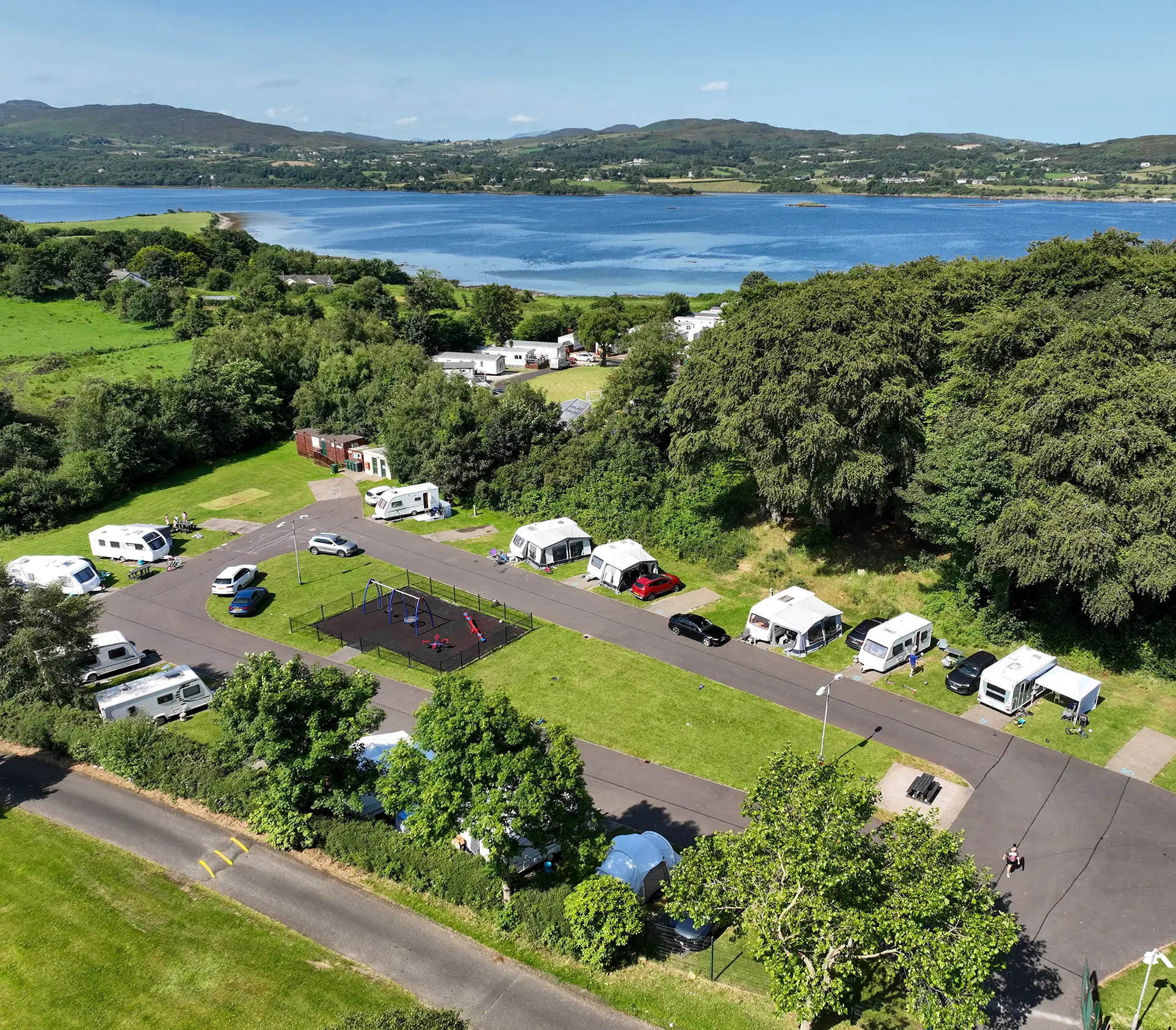 Camping and touring pitches beside Mulroy Bay in County Donegal