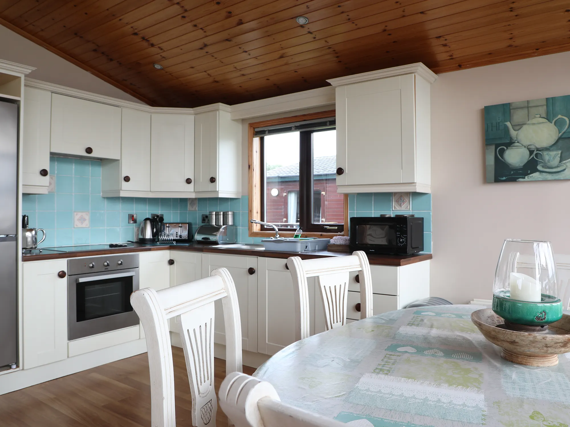 Comfortable family room inside a holiday cabin at Mulroy Bay Resort