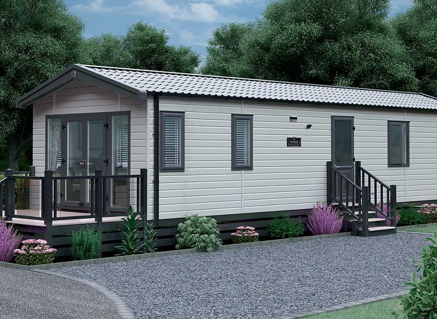 Exterior of the Swift Vendee Lodge with a deck