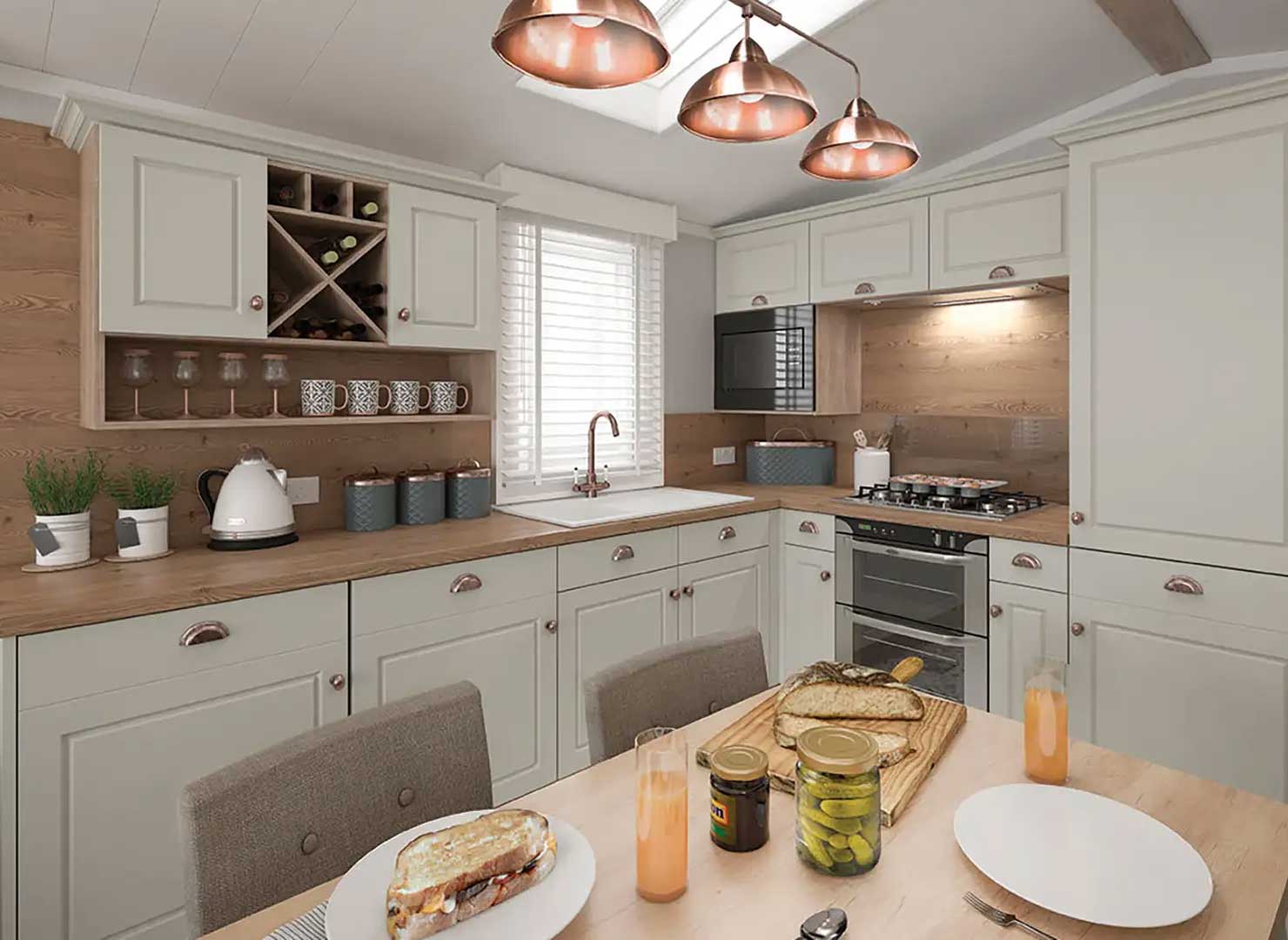 Country-style kitchen in the Swift Vendee Lodge