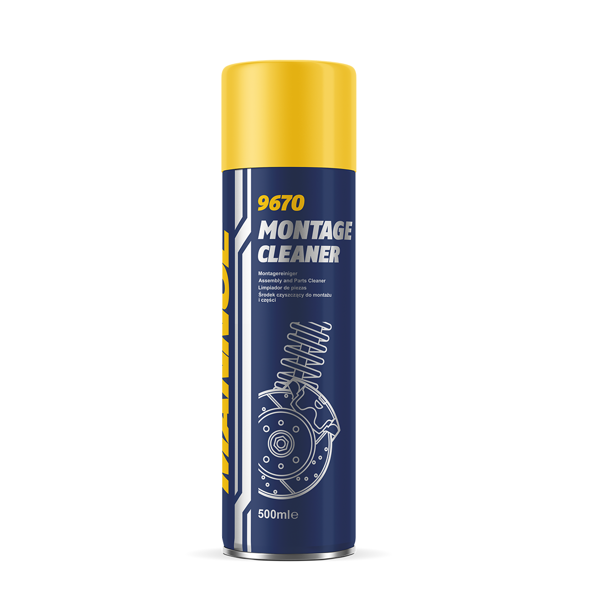 Aérosol MANNOL Montage Cleaner 9670 de 500 ml, nettoyant pour pièces automobiles métalliques