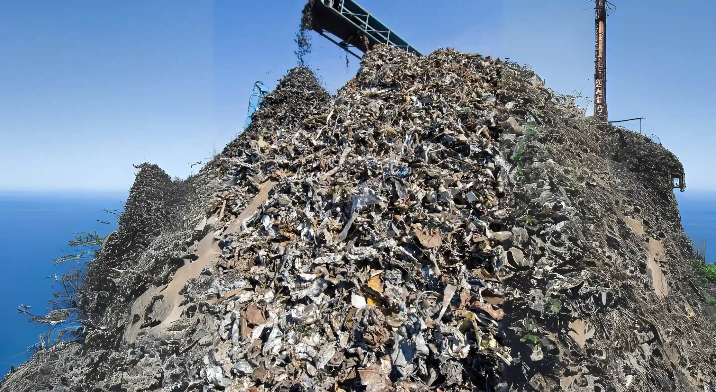 A mound of plastic scrap at a recycling plant.