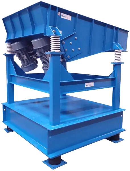 Pneumatic AFL Air Feeder with dual vibratory motors and spring-mounted blue frame for high-capacity material feeding