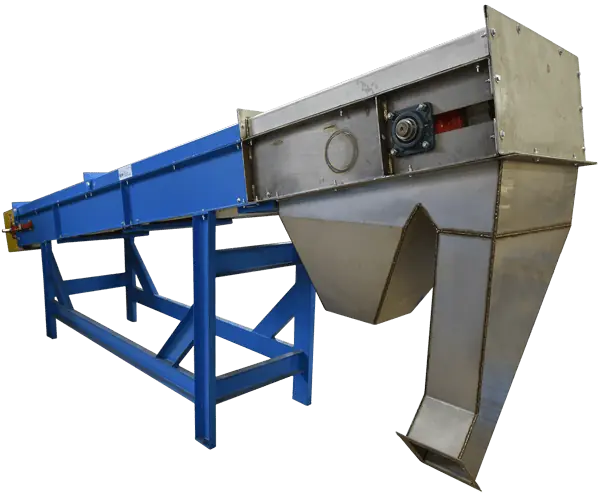 Belt Conveyor with integrated discharge chute and stainless steel motor housing for efficient material transfer