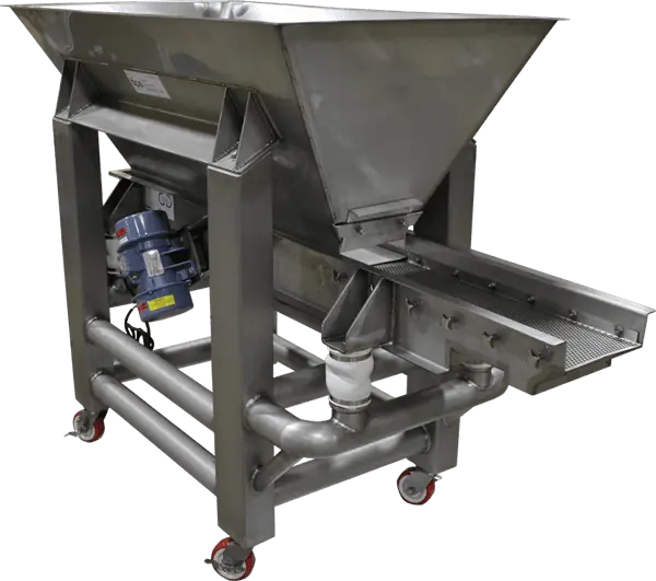 Vibratory screener with stainless steel construction ideal for food-grade or pharmaceutical bulk material sorting