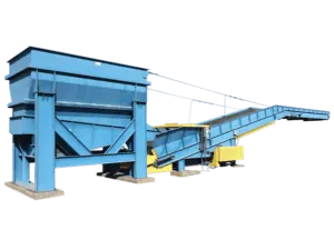 Container Loading System featuring high-capacity hopper and automated feed chute for streamlined container filling