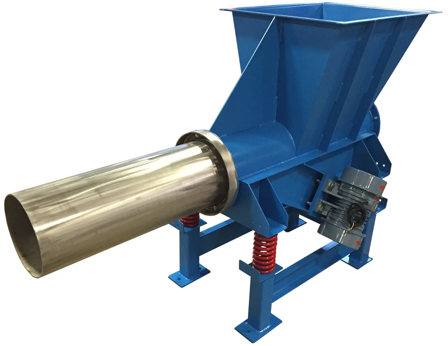 Vibratory Tube Feeder with enclosed stainless steel design for dust-tight material conveying in sanitary environments