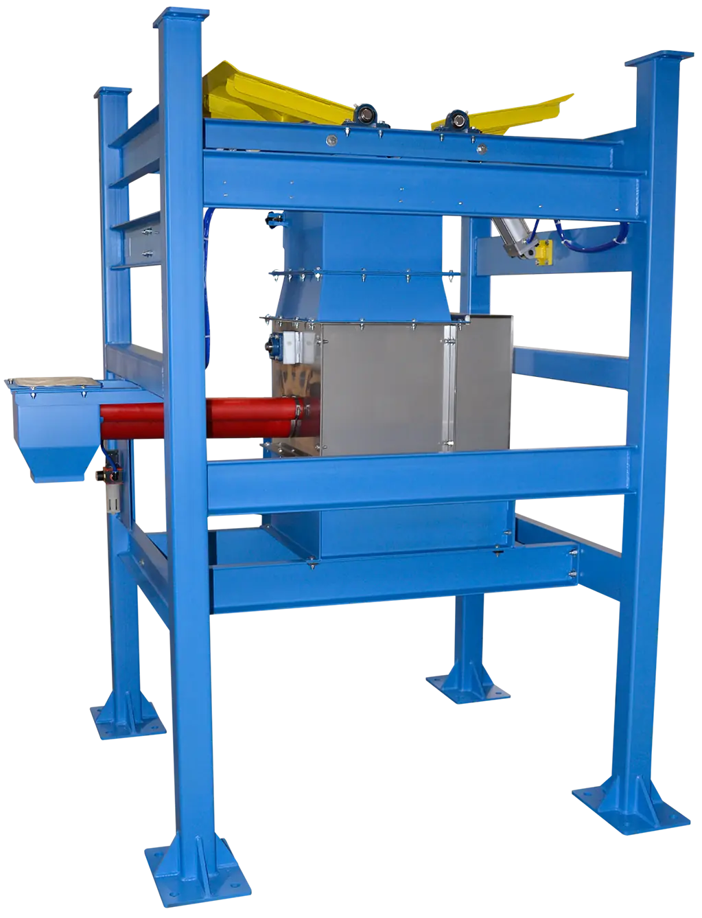 Twin Screw Vibratory Feeder system with integrated hopper and dual discharge screws for consistent material flow and dosing