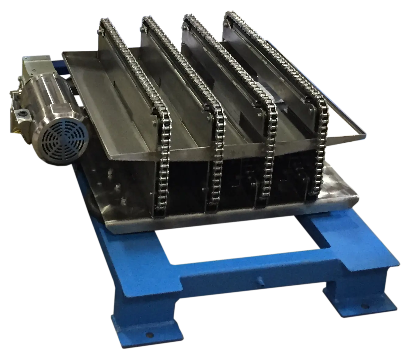 Chain Transfer Conveyor with heavy-duty stainless steel chains and motorized drive system for efficient material handling and pallet transfer