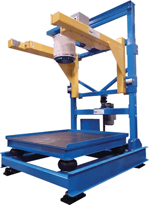 Bulk Bag Filler loading bulk material into bag with pallet positioning system