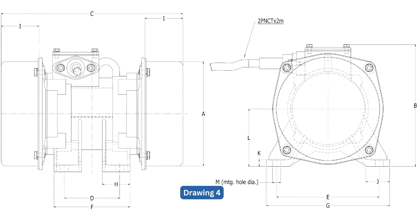 8-pole vibratory motor drawing 4.