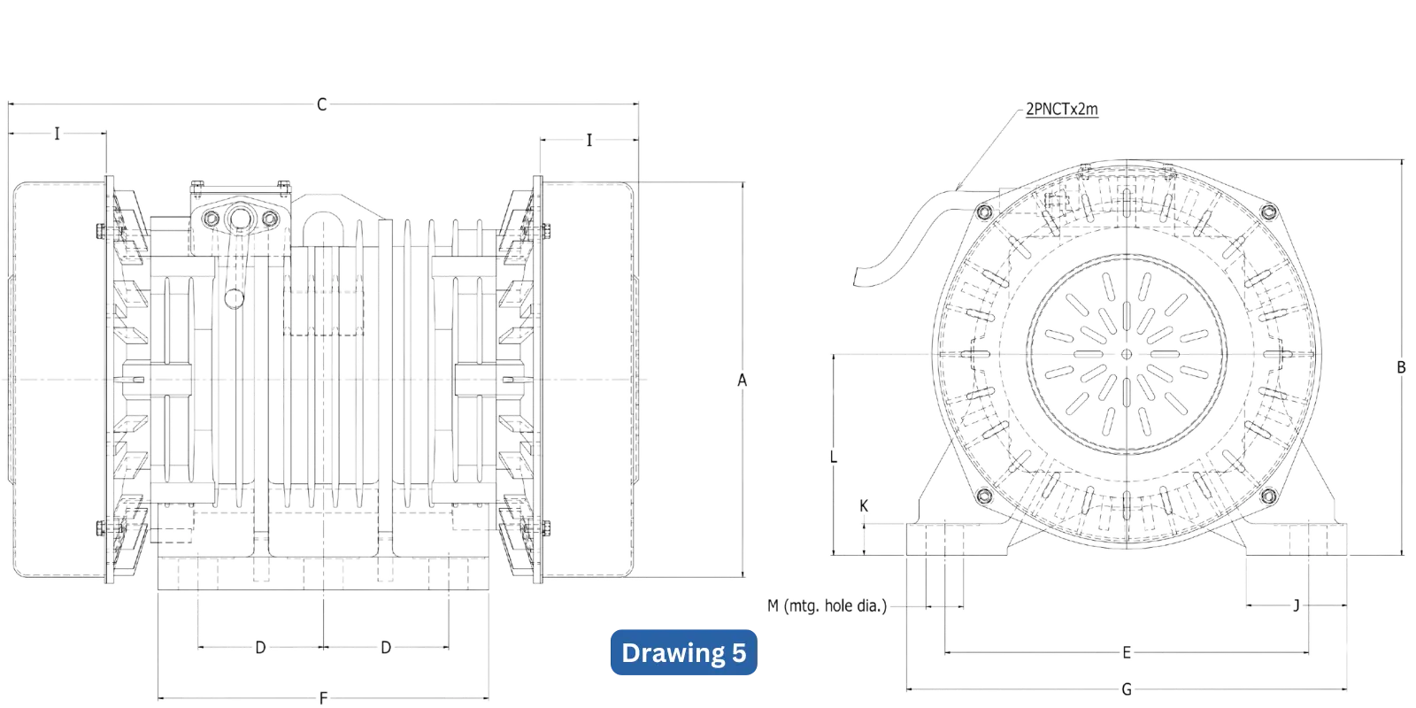 8-pole vibratory motor drawing 5.