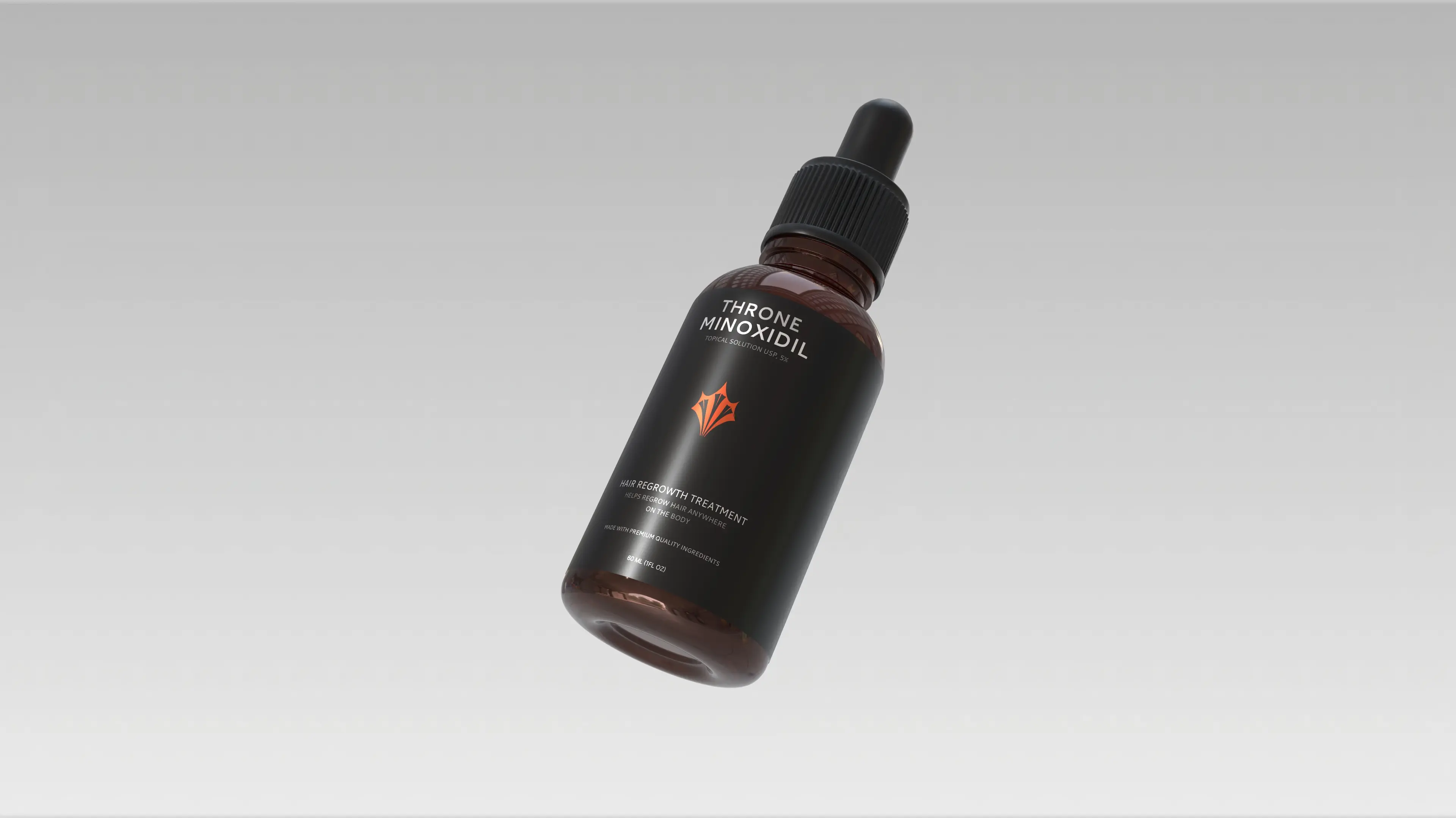 Throne Minoxidil 5% hair regrowth treatment bottle product mockup