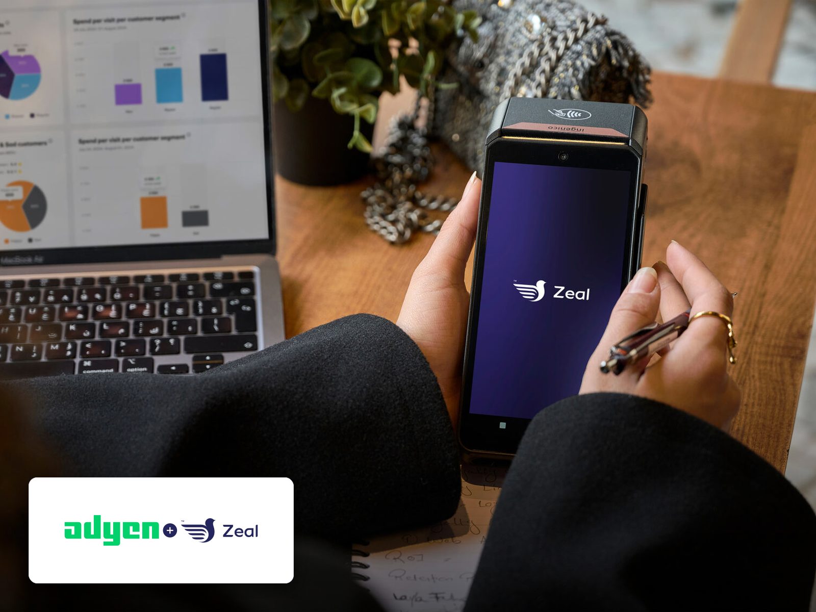 Customer paying on a card machine running Zeal loyalty, available on supported Adyen card machines