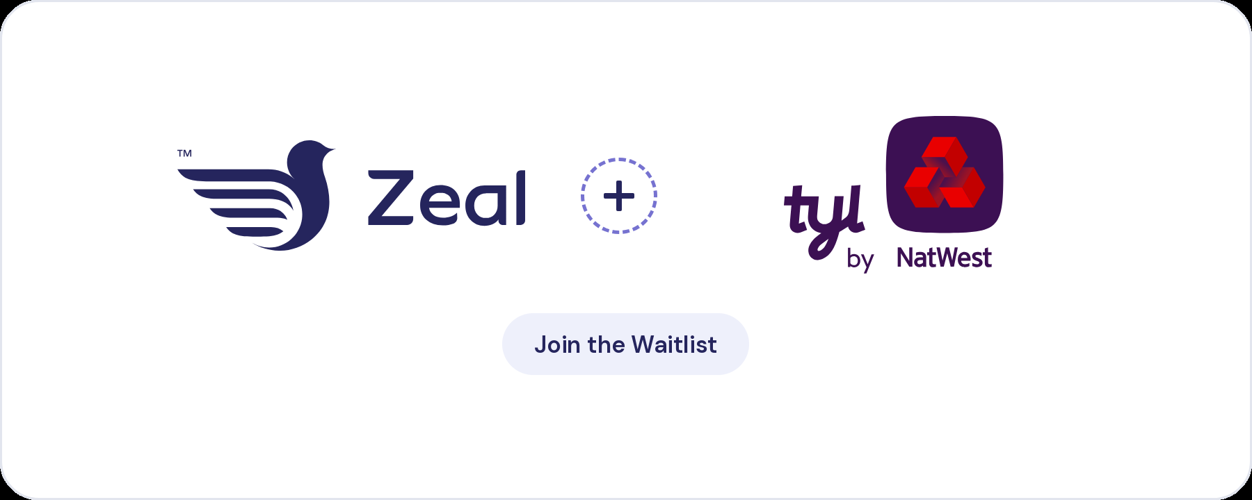 Zeal and Tyl logos: Zeal is not yet available on Tyl card machines, join the waitlist