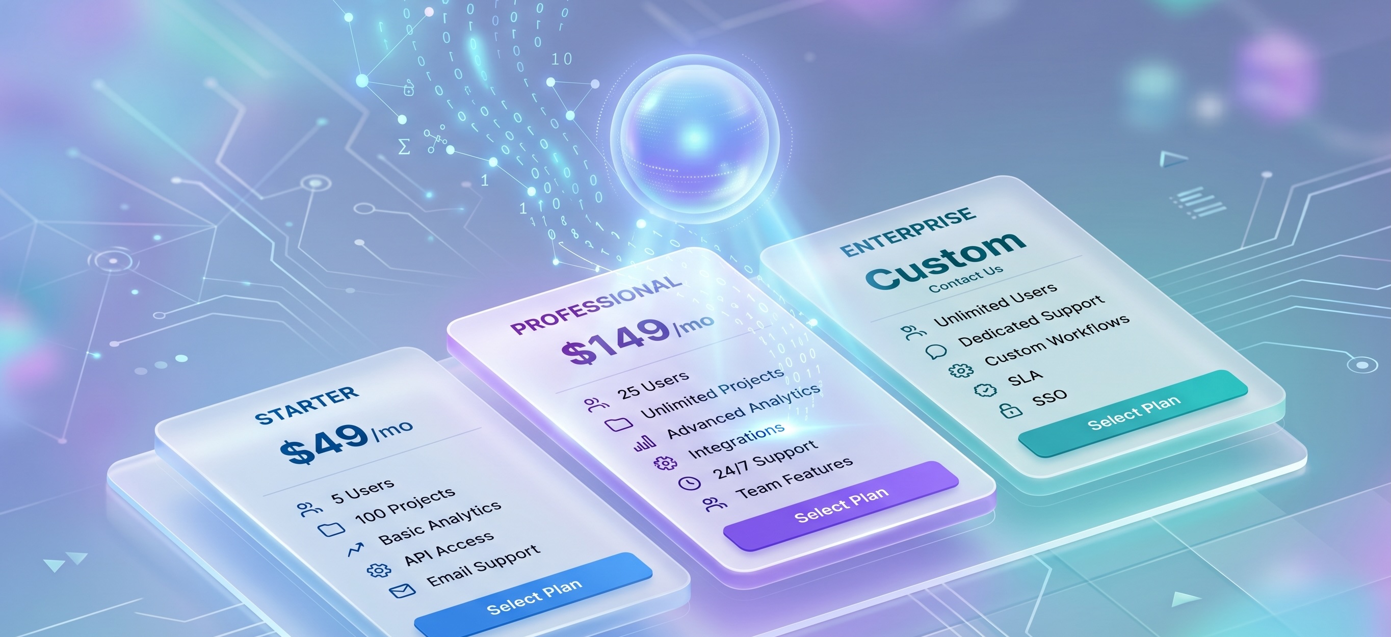 An AI shopping agent reading a structured SaaS pricing page