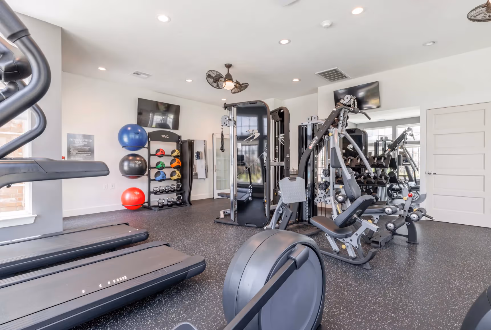 Fitness center with treadmill
