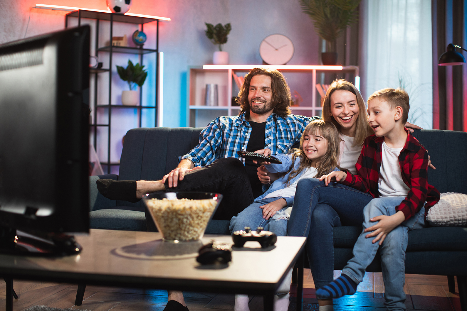 A family watching television together