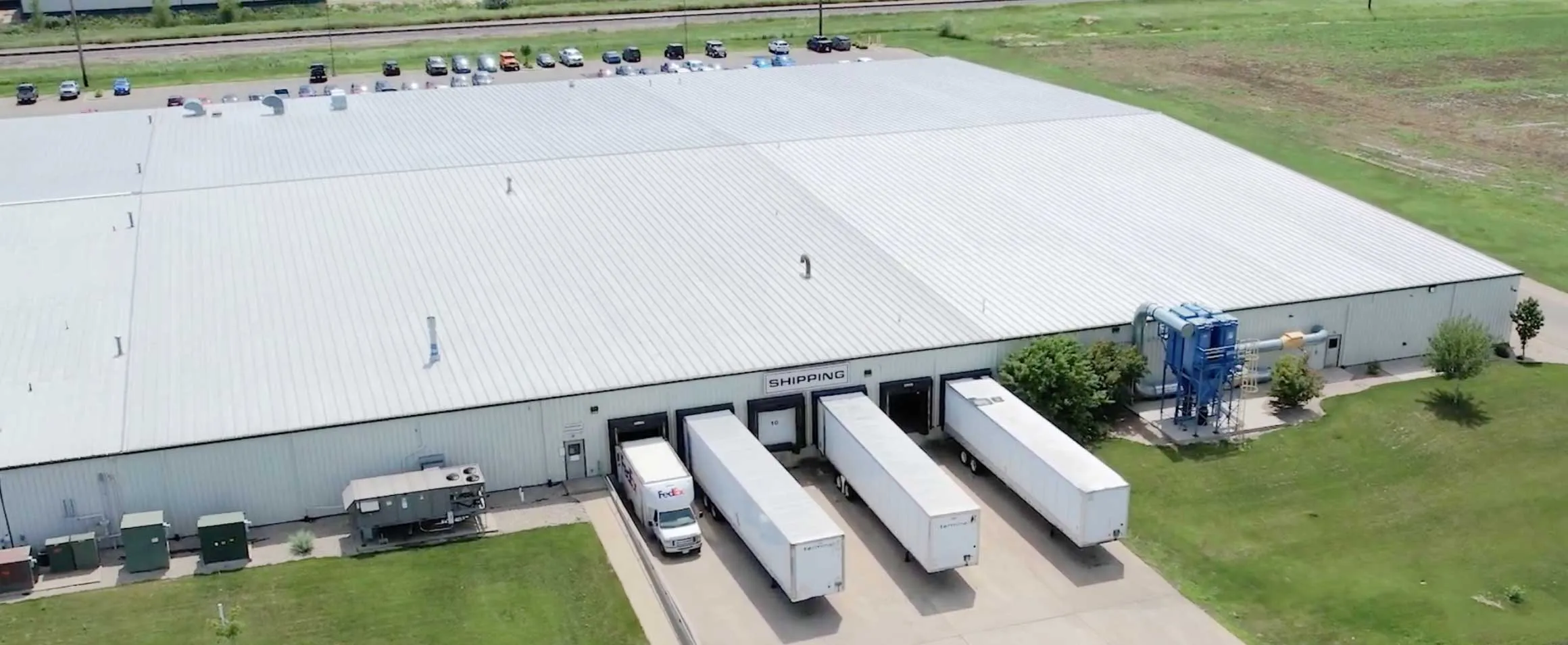 aerial view of warehouse exterior