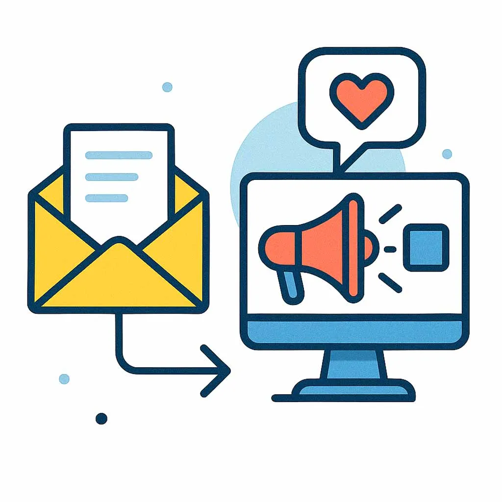 direct mail with computer connected icon