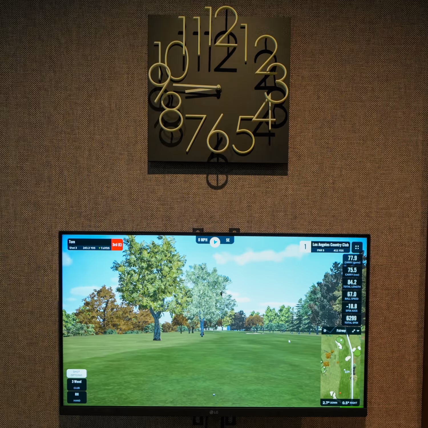 Retro clock above preview monitor.